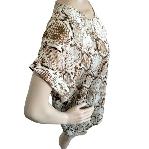 Apt. 9 Womens Snake Print Loose-Fit Blouse Size XL Lightweight Short Sleeve Top - Picture 4 of 7